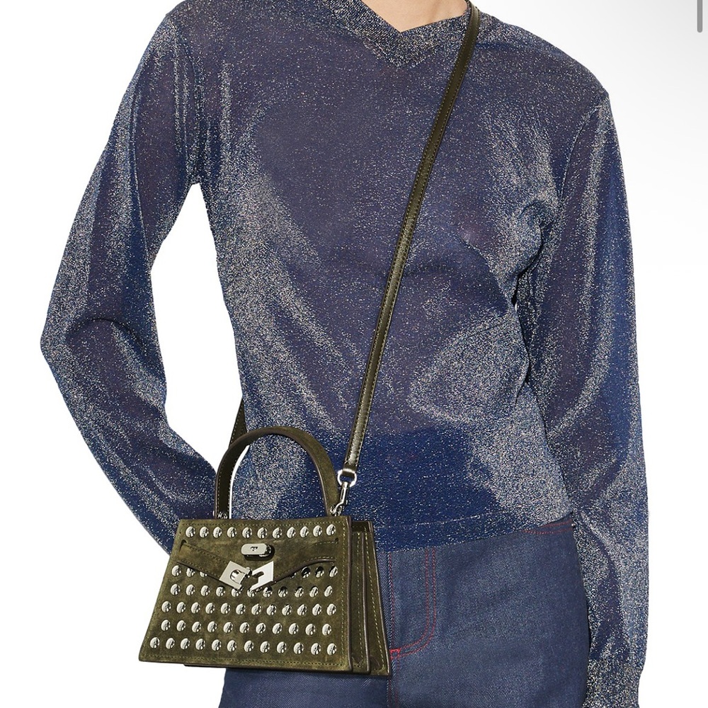 Tory Burch Studded Suede Top Handle Bag - Picture 2 of 6